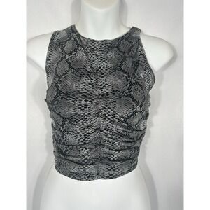 Y2K Snake Print Ruched Crop Top Size M Gothic Grunge Festival Concert Metal Rock